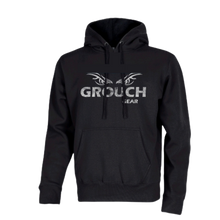 Unisex Pullover Hoodie with Vintage Print Black w/ White