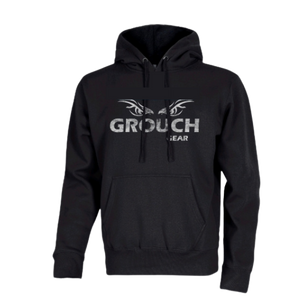 Unisex Pullover Hoodie with Vintage Print Black w/ White