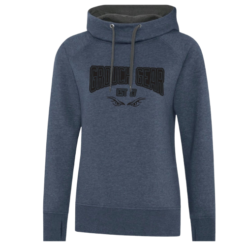 Ladies Cowl Neck Hoodie in Blue