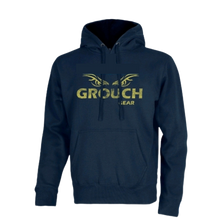Unisex Pullover Hoodie with Vintage Print Navy w/ Yellow