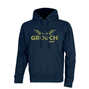Unisex Pullover Hoodie with Vintage Print Navy w/ Yellow