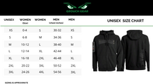 Unisex Initial Zip Hoodie Double Print Size Chart